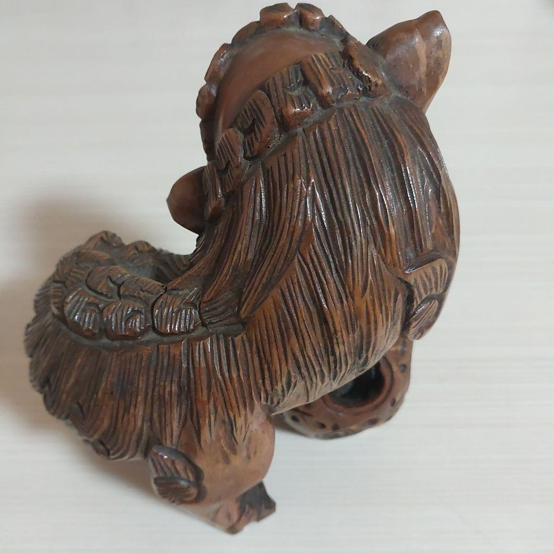 木彫り 獅子像 2体セットシーサー - メルカリ