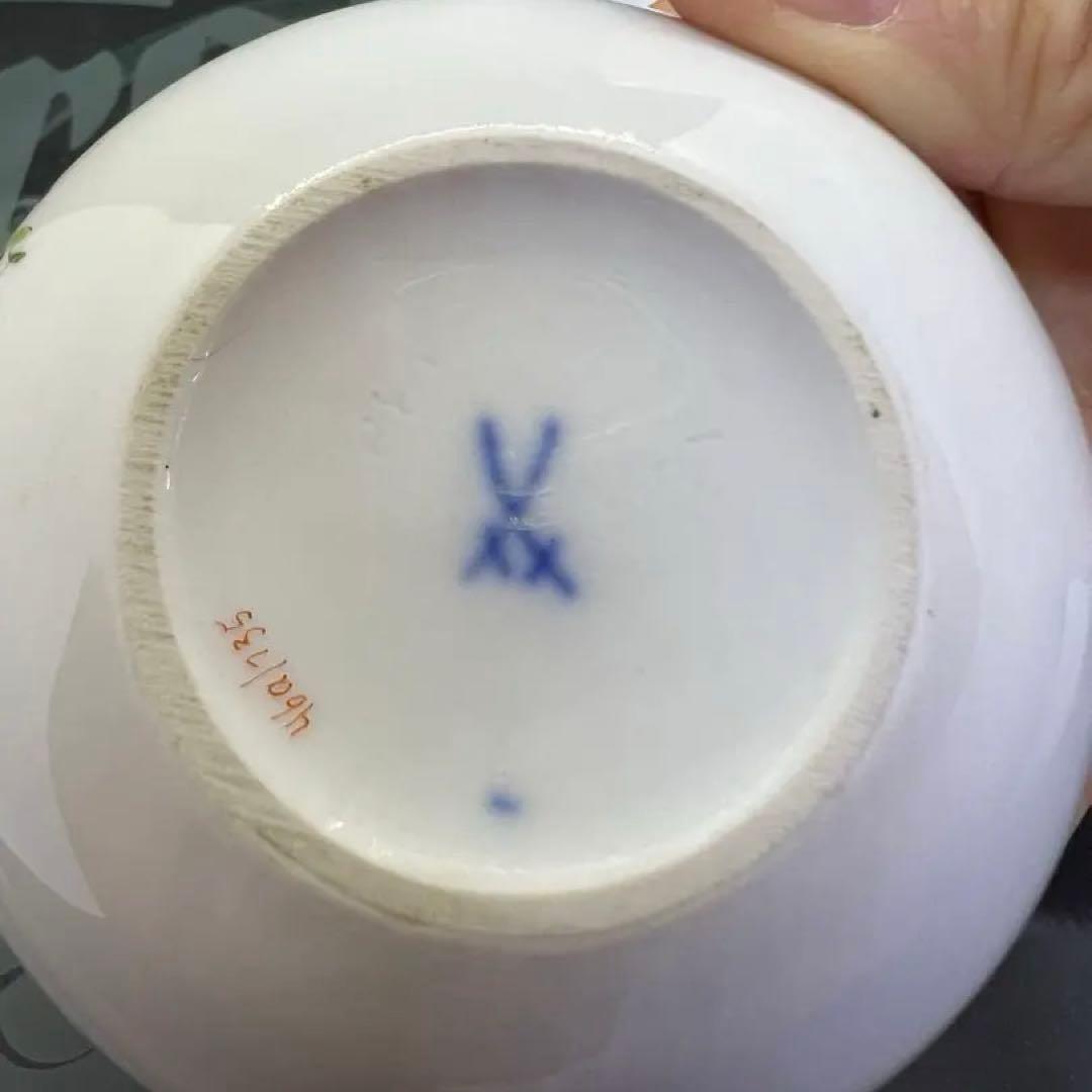 未使用 ドイツ マイセン 小物入 3つ花 手描き ハンドペイント ボンボ