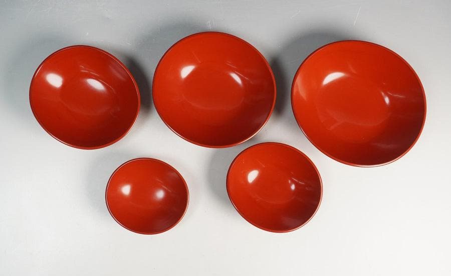 漆芸 鈴木睦美 作 朱塗入子盃 5客 共箱 - メルカリ