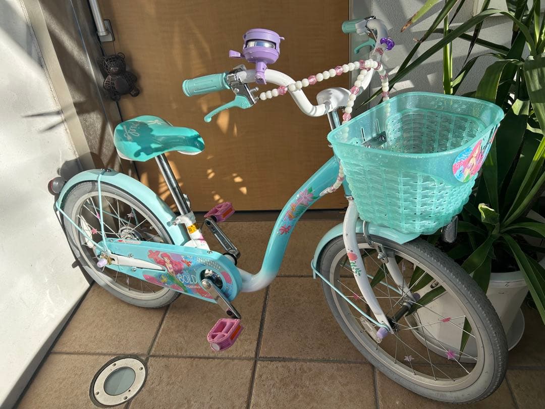 ⭐︎引渡し限定⭐︎ ディズニー アリエル 子供用自転車 18インチ 水色 アイデス アリエル S18 幼児自転車 18インチ 4歳～9歳 エメラルド