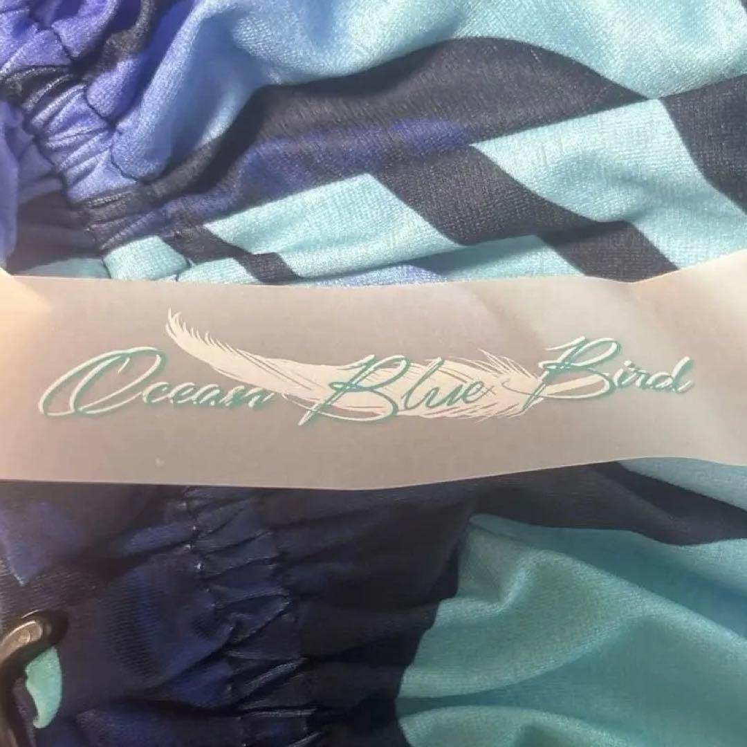 新品未使用】Ocean Blue Bird波模様オフショルダードレス Mサイズ