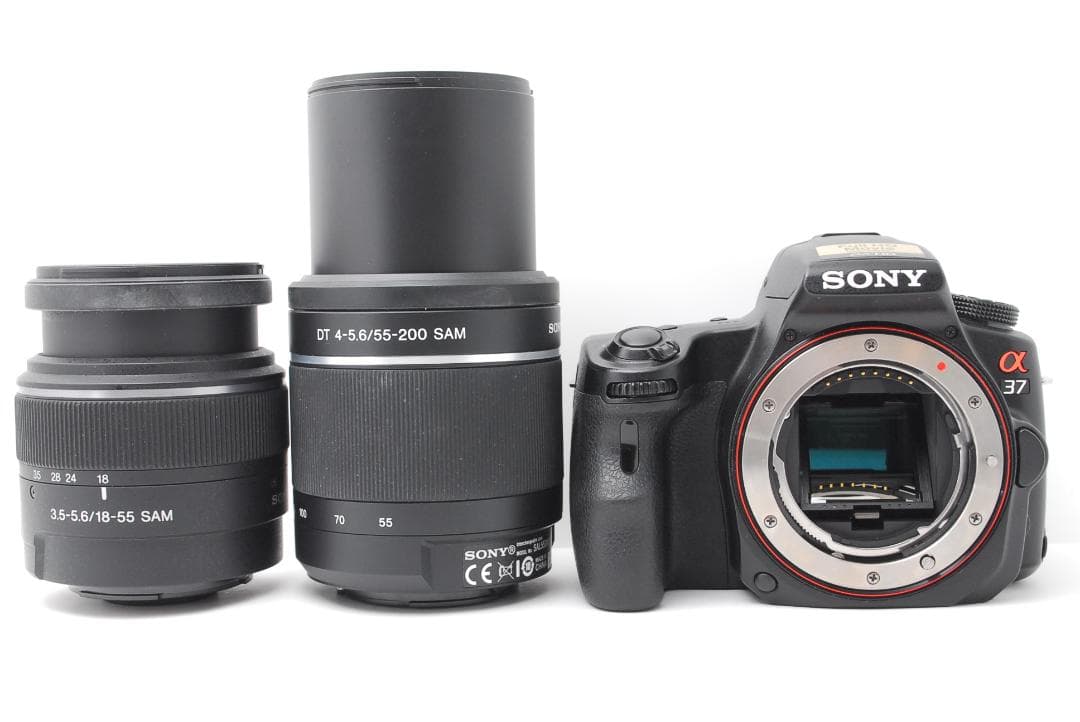 美品】ダブルレンズ SONY α37 スマホ転送 純正カメラバッグ 望遠レンズ