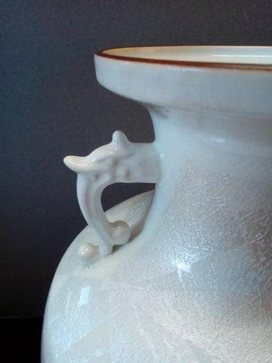 九谷焼12号耳付花瓶「銀彩」宗秀作