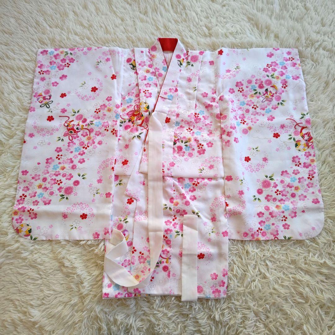 七五三 3歳 女の子 着物セット 赤 ピンク 白色 被布付き 和装 晴れ着