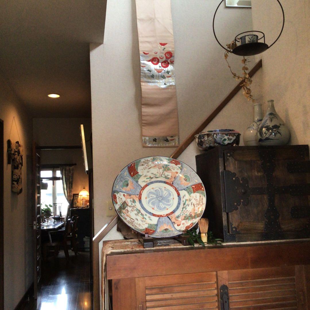 A866 古伊万里 染錦手 見込花 雲鶴紋様 （1尺5寸）大皿 - メルカリ