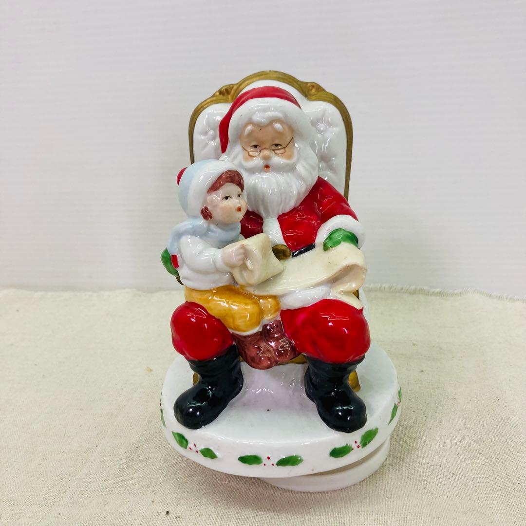 レア】サンタクロース オルゴール 陶器 アンティーク サンタ
