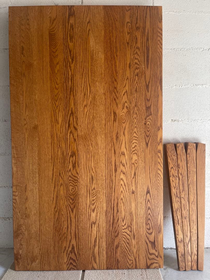 美品 天然木オーク無垢 ダイニングテーブル 角テーパー斜脚 スクエア型