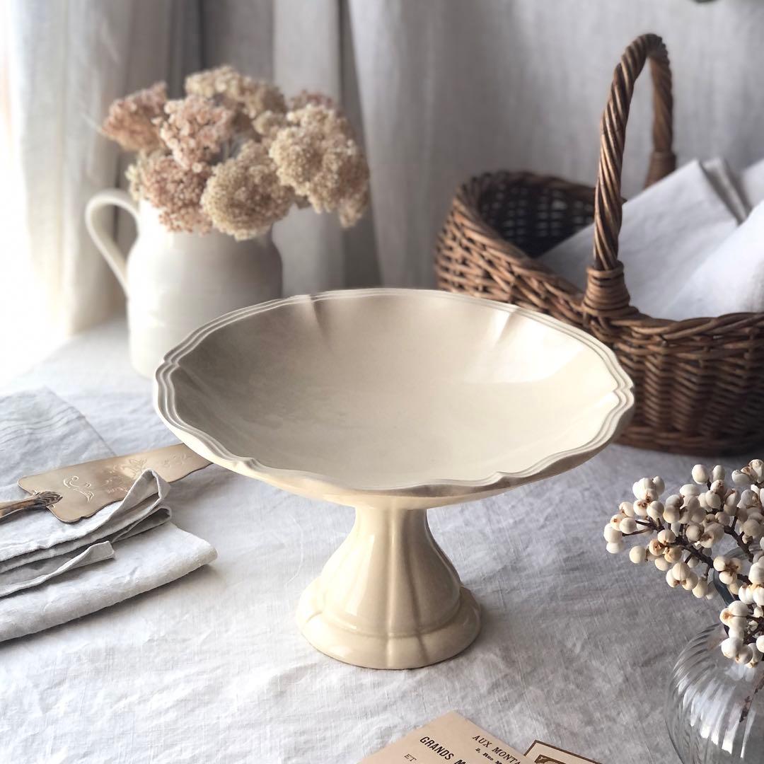 ❇︎美品❇︎ディゴワンサルグミンヌ　コンポティエ　花リム　フランスアンティーク フランス ディゴワンサルグミンヌ 花リムケーキスタンド コンポティエ