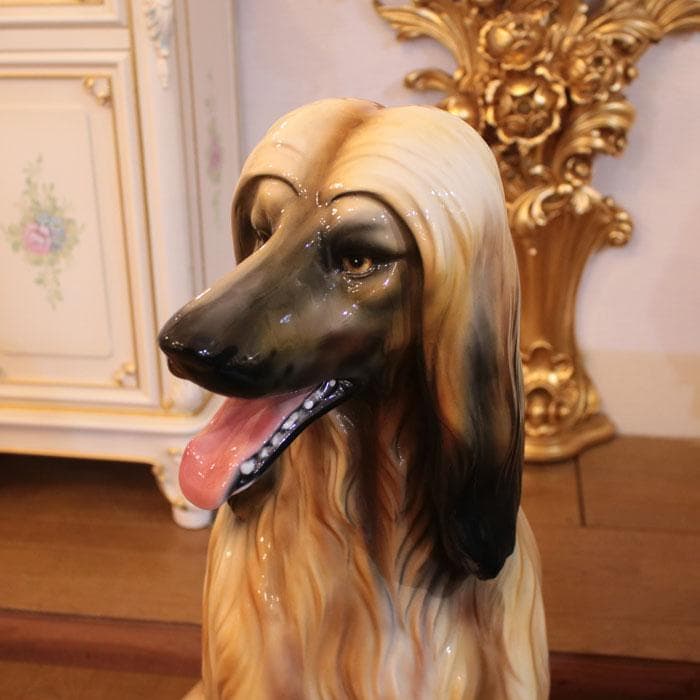 ARTEEFLOW-アフガンハウンド 等身大 置物 オブジェ 陶器 犬