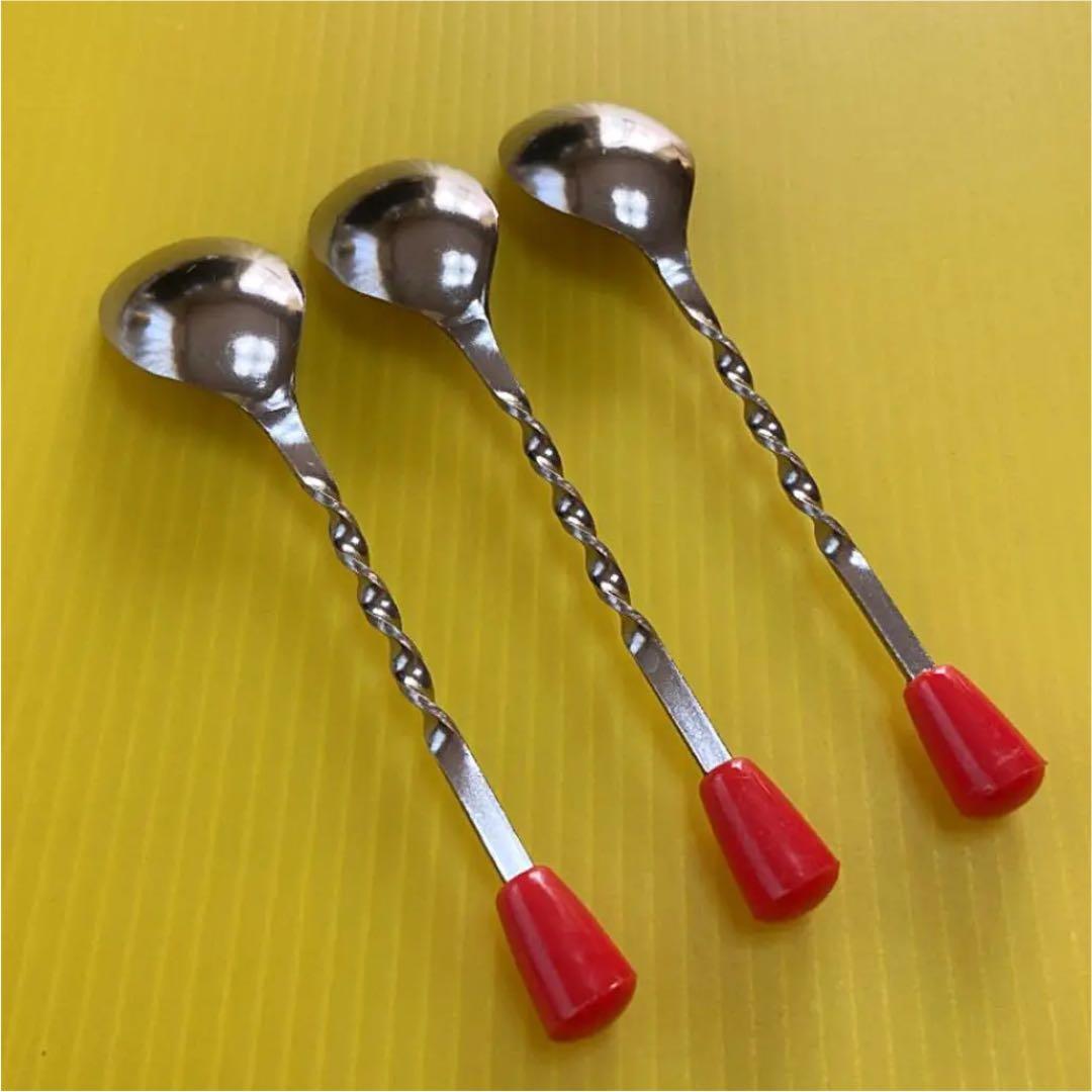 レッド) 昭和レトロ ねじねじスプーン くるくるスプーン レトロポップ