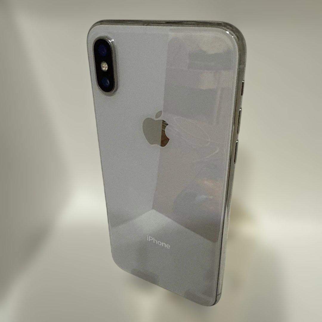 Apple iPhoneX 64GB ホワイト 5.8インチ 本体 ケース付き O11