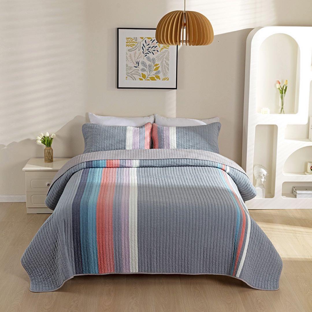 キルトベッドカバー3点セット綿マルチカバー キルティング 167 キルトベッドカバー3点セット綿マルチカバー キルティング 047 - メルカリ