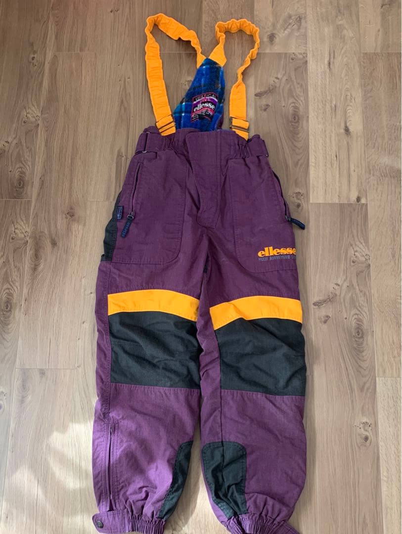 古着 90s ビンテージ スキースノボーウェア レトロ M 紫 ビブパンツ