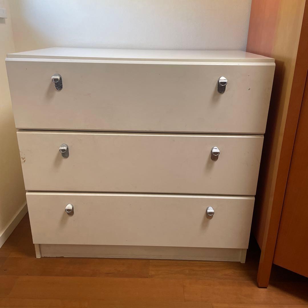 ホワイト木製チェスト 3段 チェスト タンス 3段 引き出し 収納 ホワイト 木製 ロータイプ 完成品