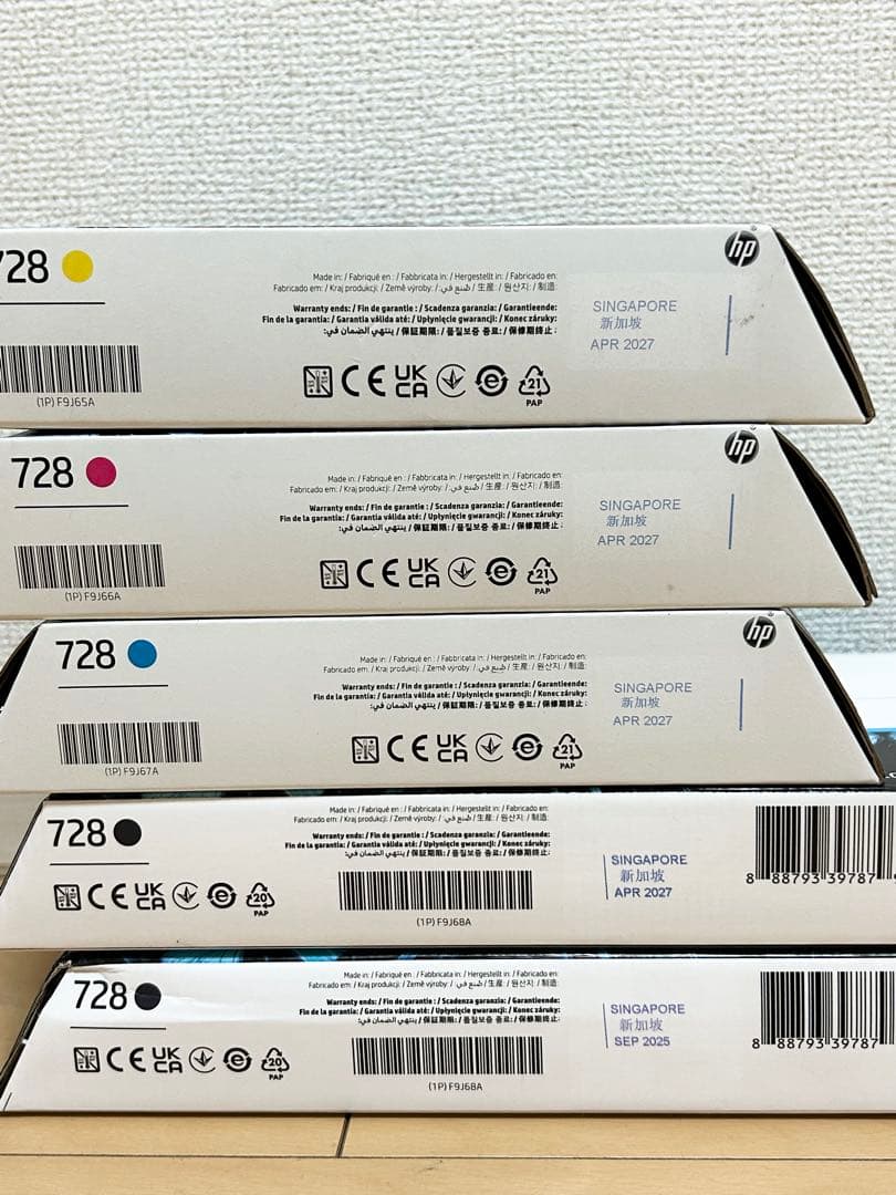 HP728 インクカートリッジ 5本セット 取付期限内あり - メルカリ