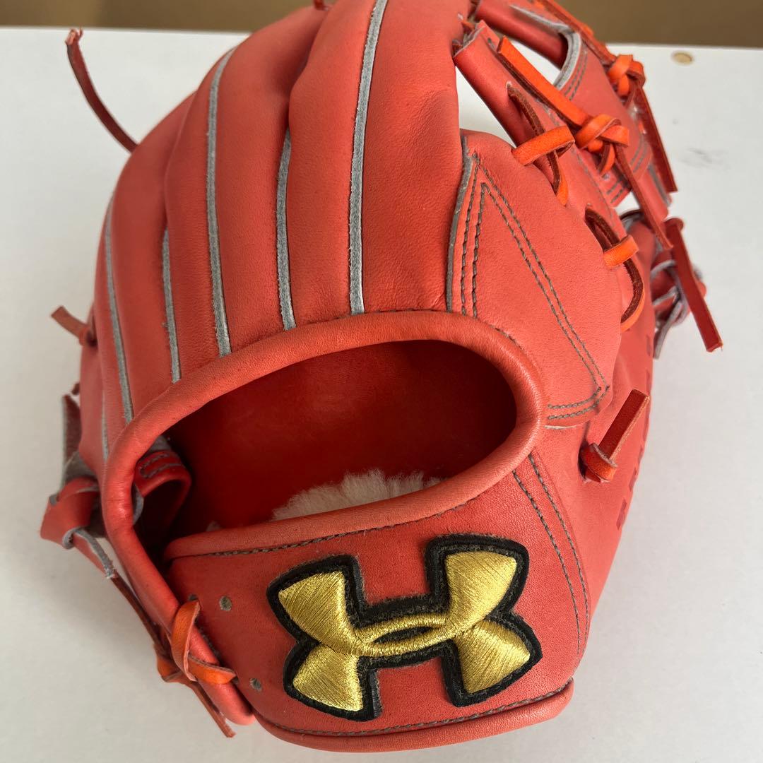 Under Armour アンダーアーマー硬式グローブ 赤オレンジ 全紐交換済み (高校野球対応)】 アンダーアーマー 硬式グローブ / 外