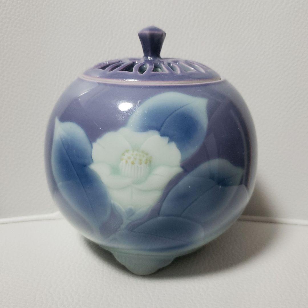 香炉　骨董品　鍋島焼　大秀作　インテリア　置物 ❤【新品・未使用】鍋島焼 大秀作 青磁山水 香炉 茶道具 日本製 木箱