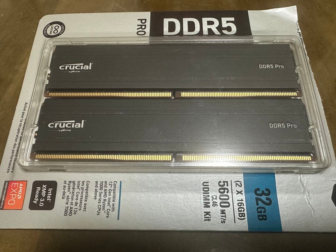メモリー crucial DDR5 Pro 32GB (2 x 16GB) Crucial Pro 32GB DDR5 RAM Kit (2x16GB),CL36 6000MHz, Overclocking