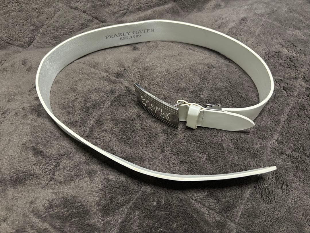 PEARLY GATES】パーリーゲイツ ロゴバックルゴルフベルト 白ホワイト