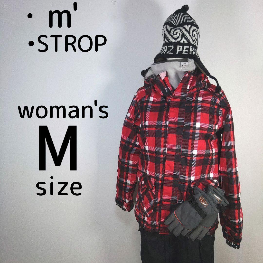 レディース　M　スキー　スノーボードウェア　上下セット　レッド　チェック柄　黒 mistral /WINDEX winter レディースウェア上下セットアップ