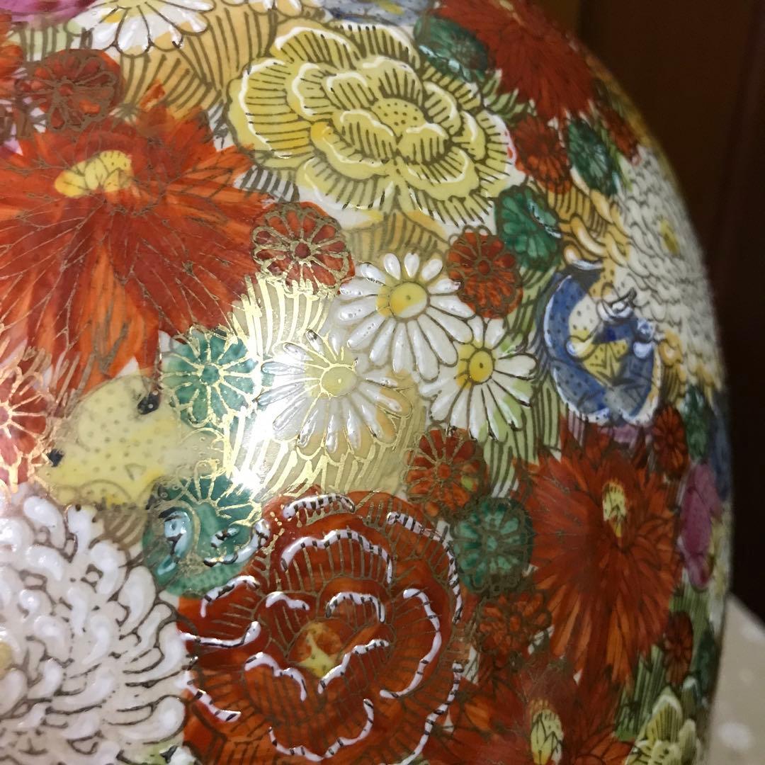 ☆ ウッドストック様専用になります 骨董 九谷焼【九谷清峰】花詰 壺