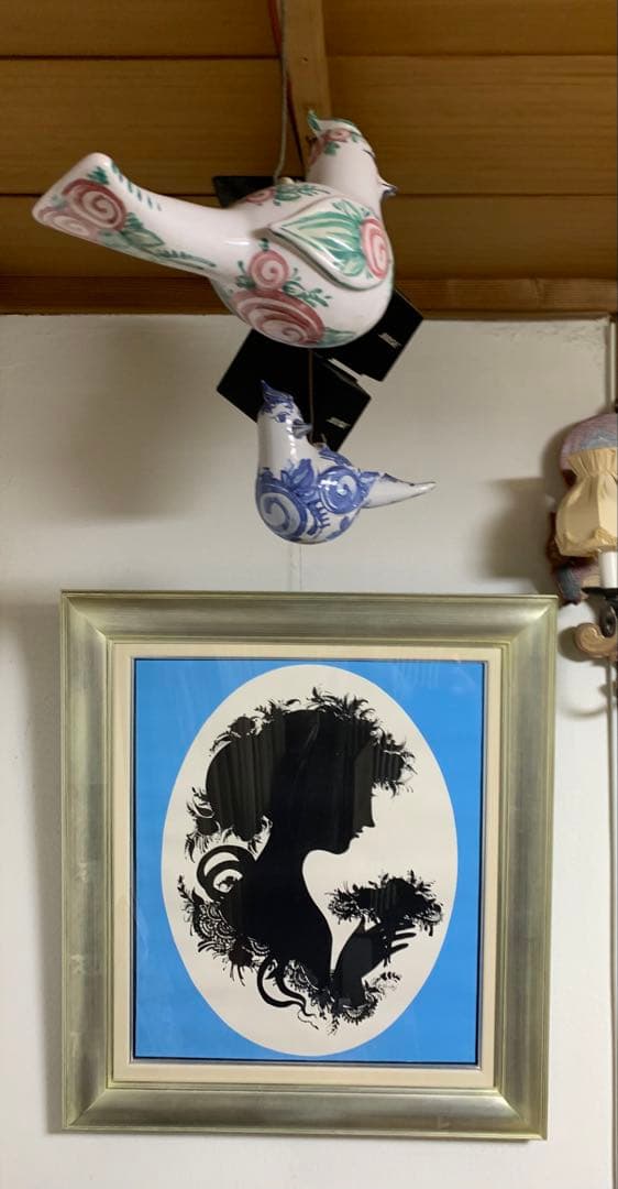 ビョンヴィンブラッド 大型シルバー額ビンテージブルーシルエット少女