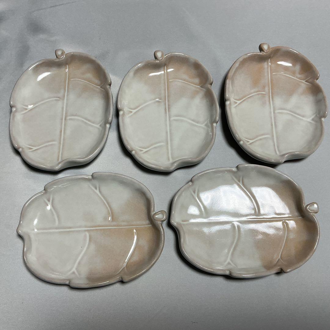 ①萩焼 椿秀窯 葉皿 5枚セット 取り皿 菓子皿 - メルカリ