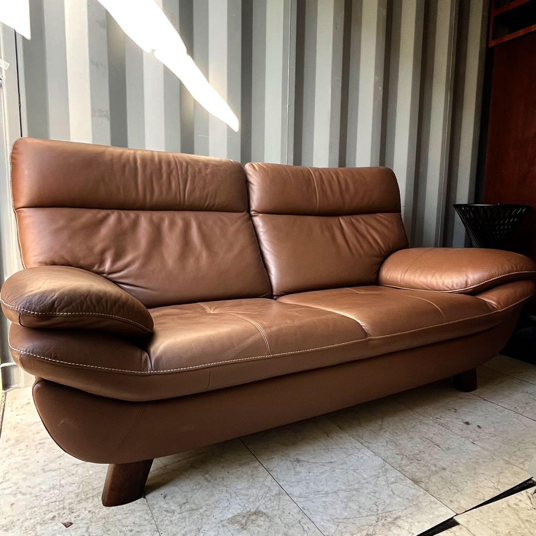 取付無料！カリモク家具 本革 ZT83北欧風リーベルブラウン2.5人掛け