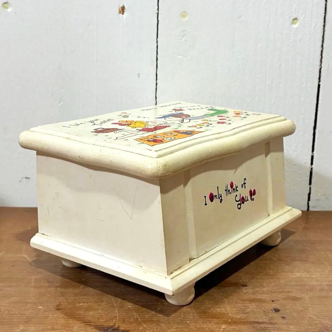 昭和レトロ 水森亜土 みーたん イラスト付き木製オルゴール レア