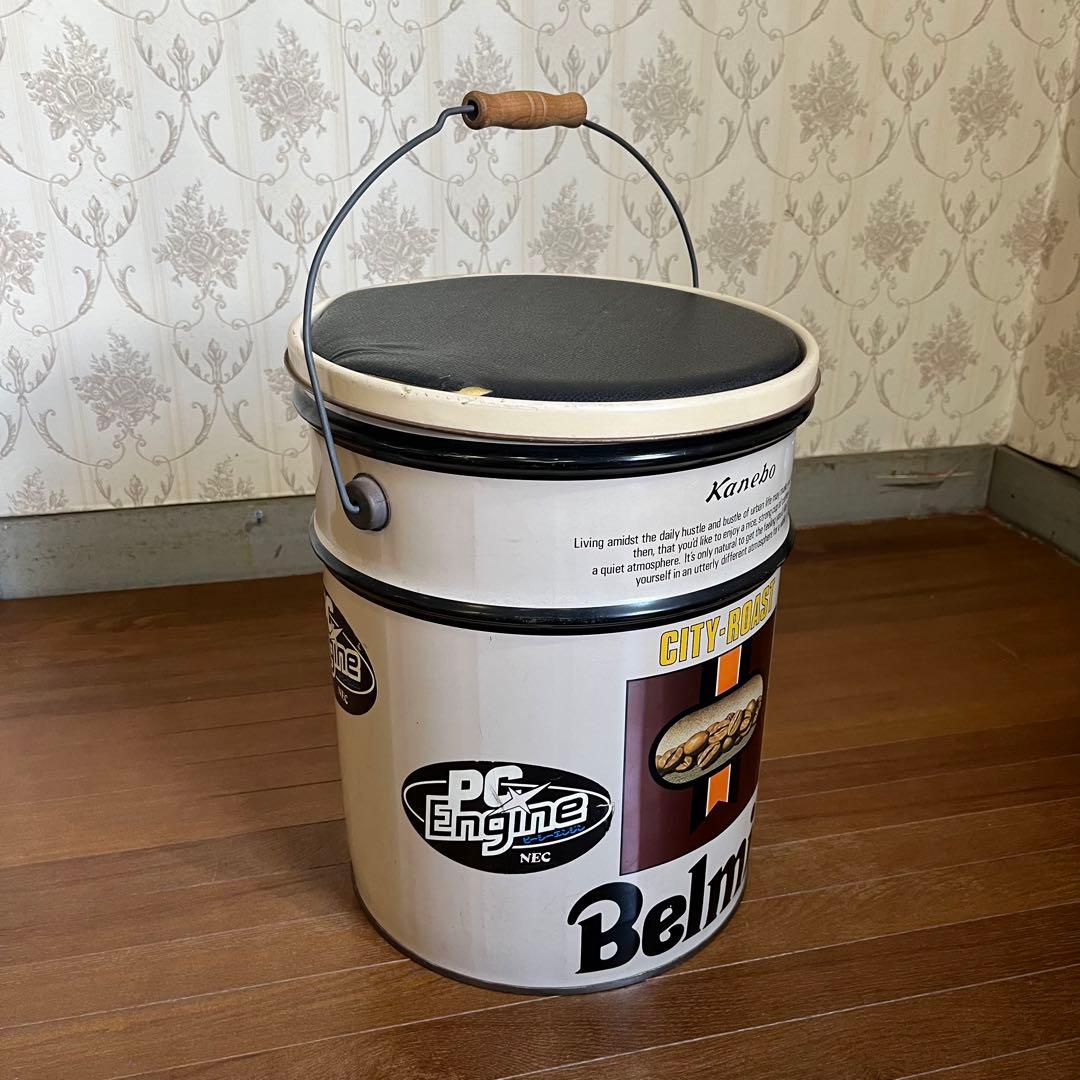 アンティーク】ベルミーコーヒー ペール缶 スツール 昭和レトロ 当時物