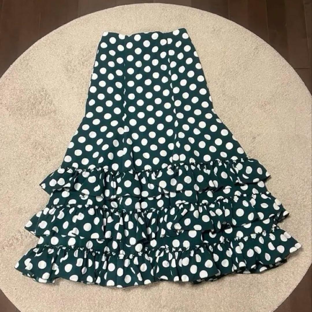 フラメンコスカート 水玉ダークグリーン Sサイズ - メルカリ