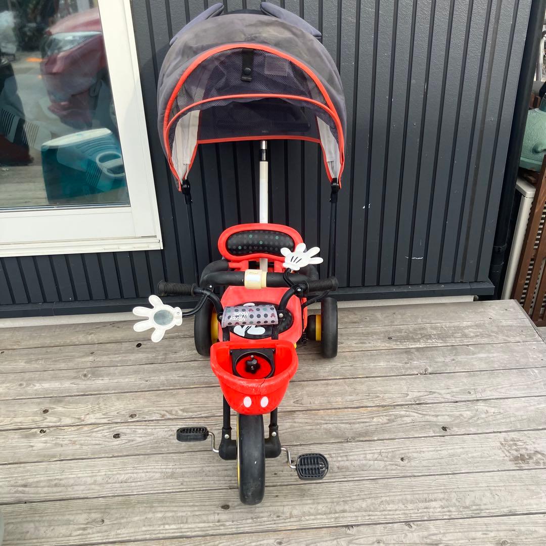 IDES アイデス ミッキーマウス 三輪車 サンシェード付き 赤 ディズニー