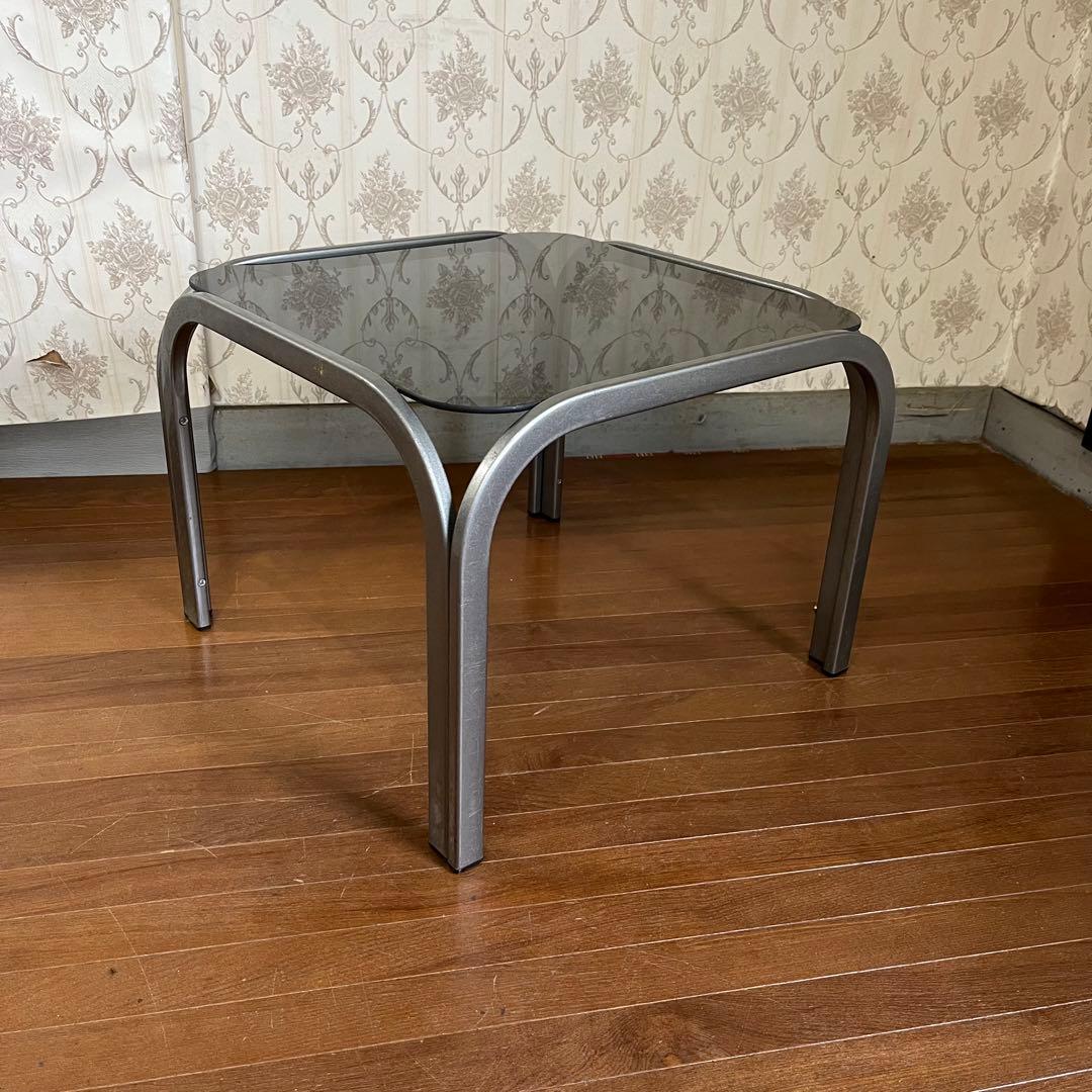 アンティーク】昭和レトロ アイアンフレーム ガラステーブル 座卓