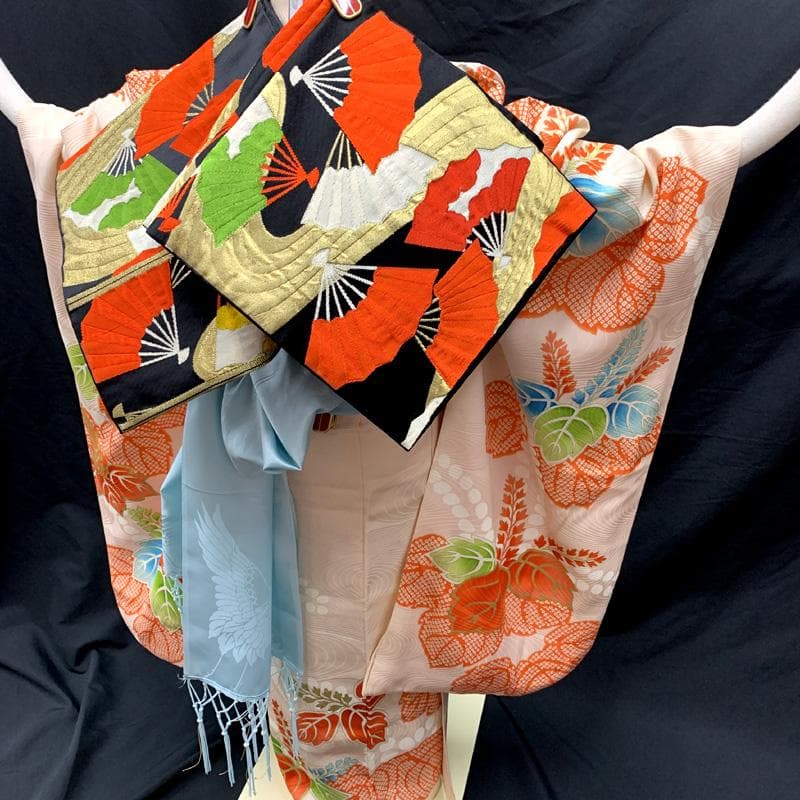 509ag21□七五三 七歳 女児 着物&袋帯&長襦袢 金彩 桐□状態良好の通販