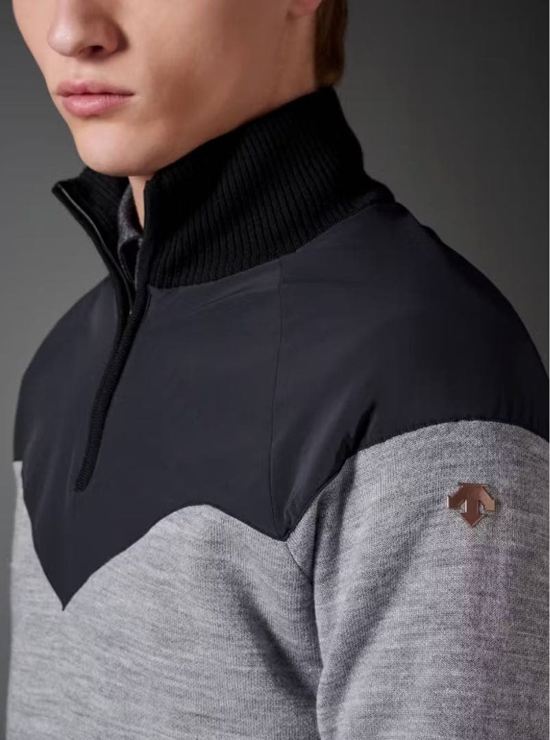 DESCENTE カッティングデザイン ジップスタンド セーター L DESCENTE カッティングデザイン ジップスタンド セーター L