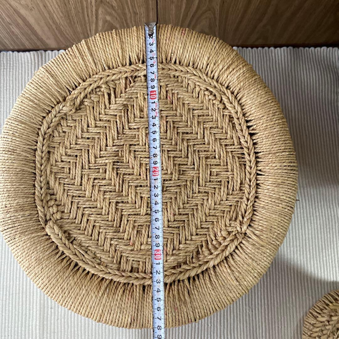 民藝 ラタン スツール 竹 イス インド 編み込み 2個セット 手作りの