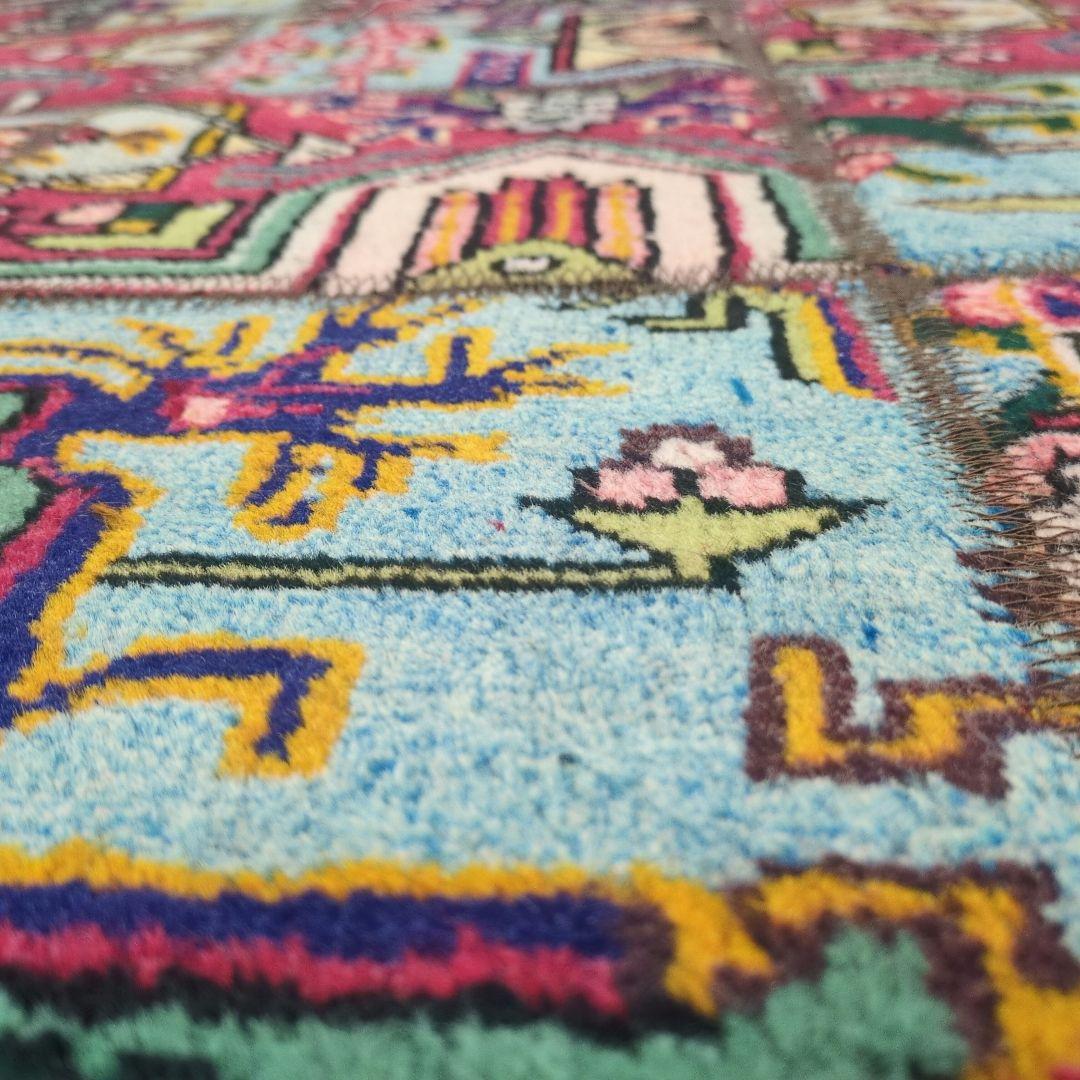 ペルシャ絨毯 パッチワーク アンティーク 156x102手織り クリーニング済み