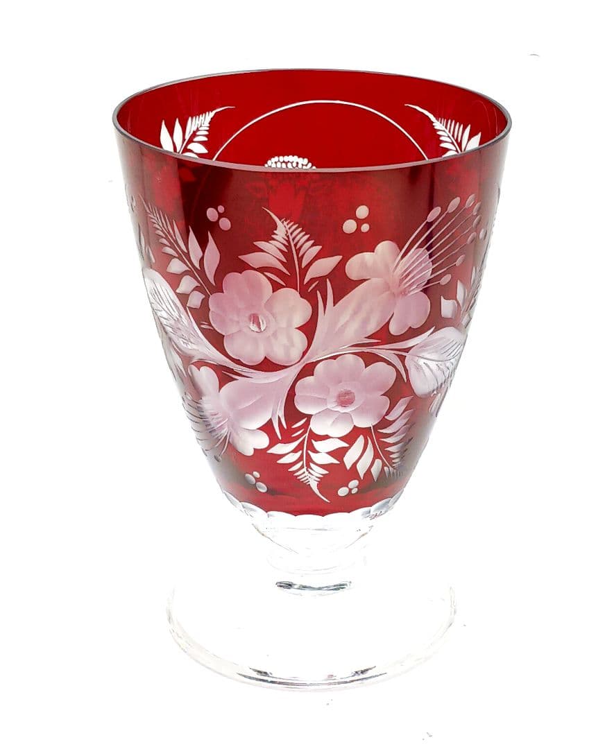 Y2902-8 ボヘミアガラス ルビーカットグラス 花文 #1 - メルカリ