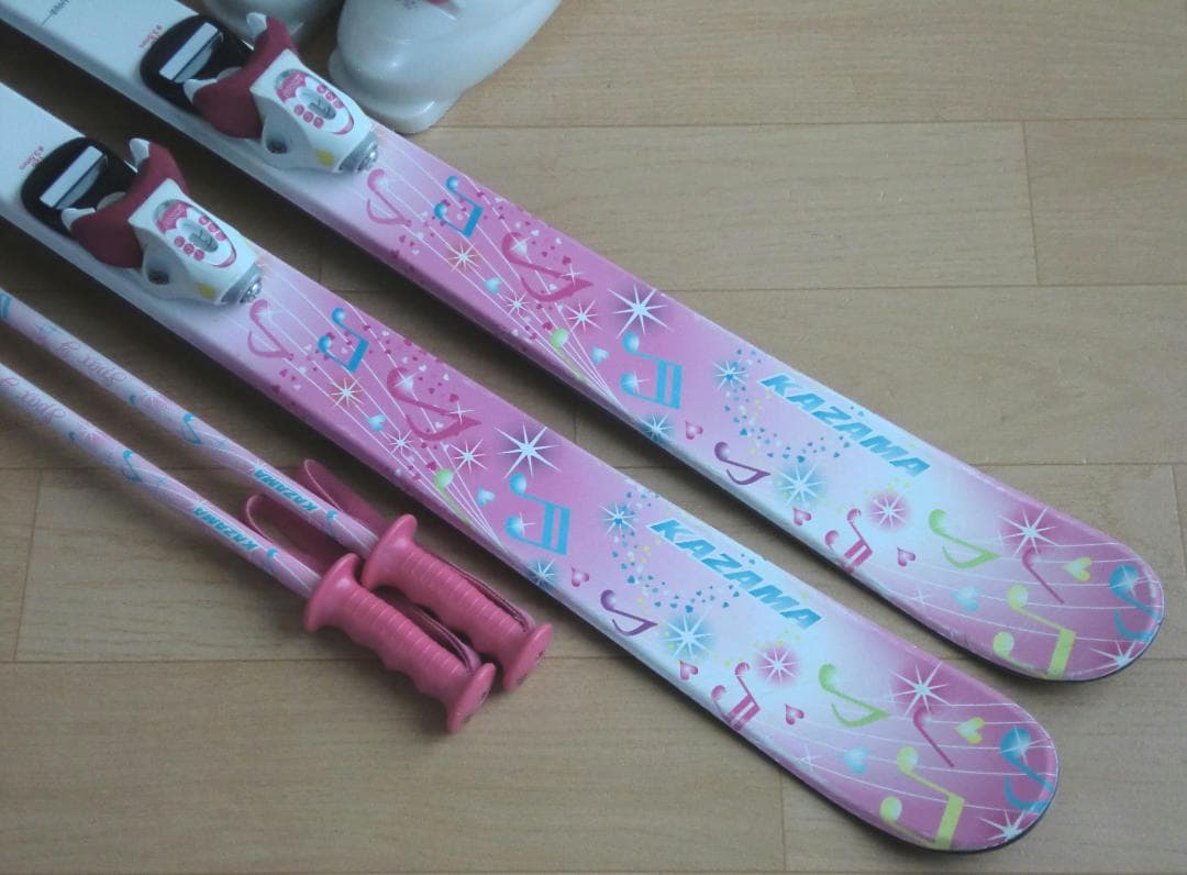 □□送料無料□KAZAMA□子供用スキー4点セット□126/23□WAX済