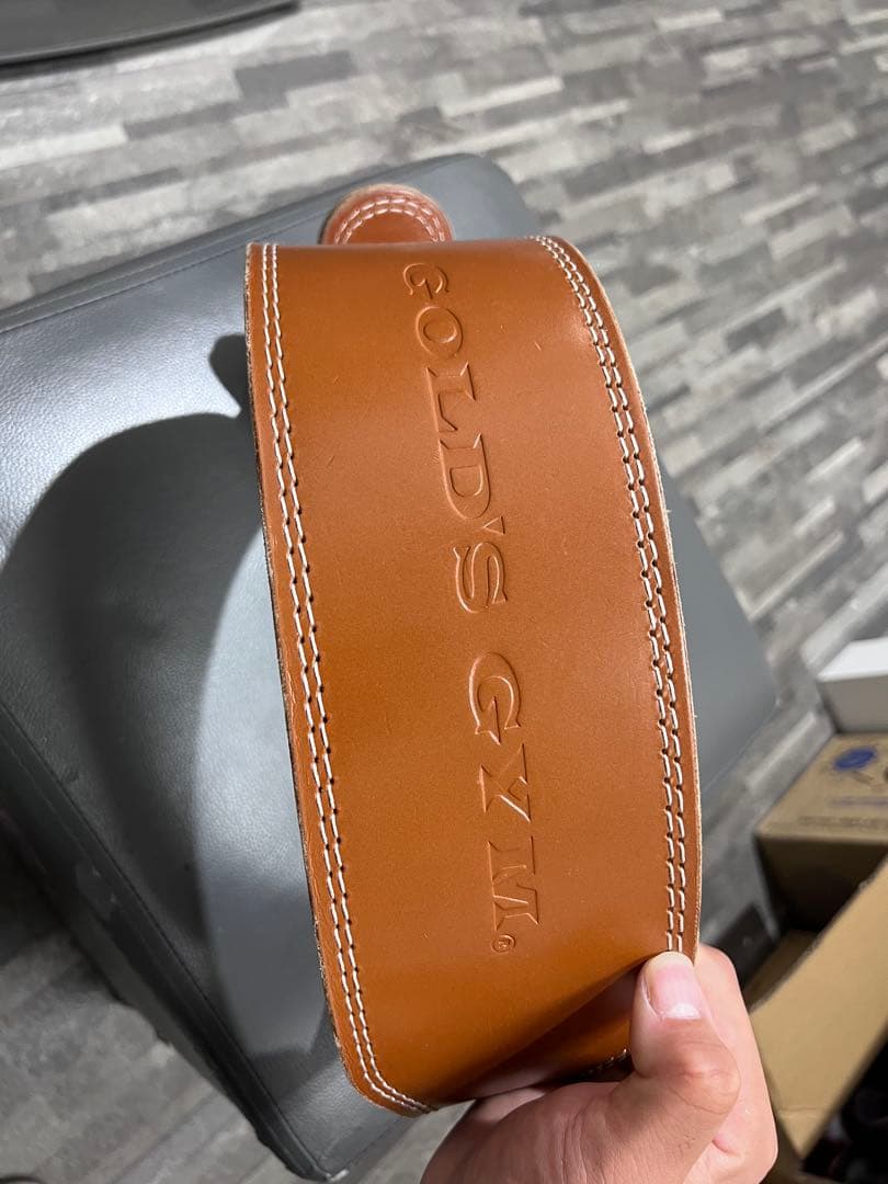 GOLD'S GYM レザーパワーベルト Lサイズ トレーニングレザーベルト（XS・S・M・L・XLサイズ） GOLD'S GYM_G