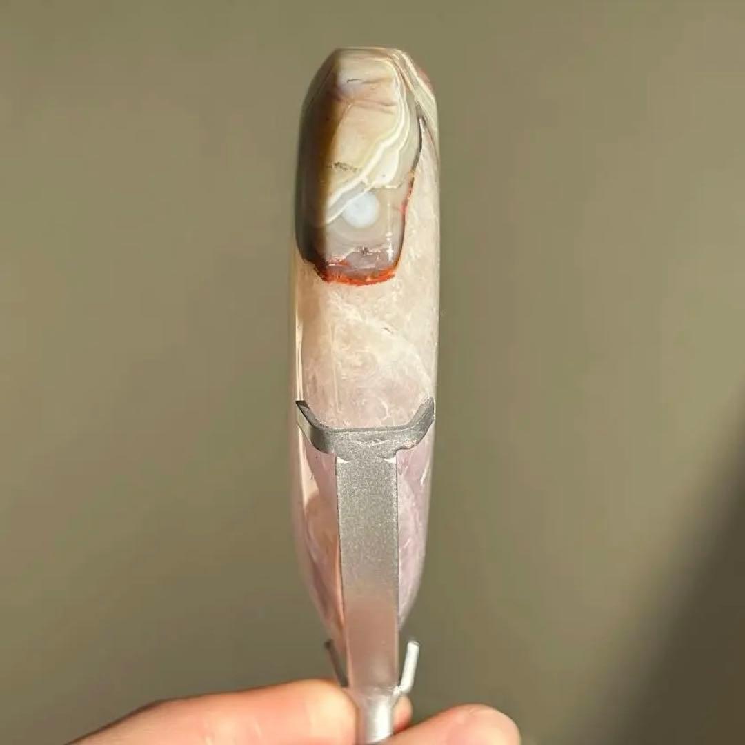 《美品》　アメジスト　アゲート　共生　ハート　台座付き