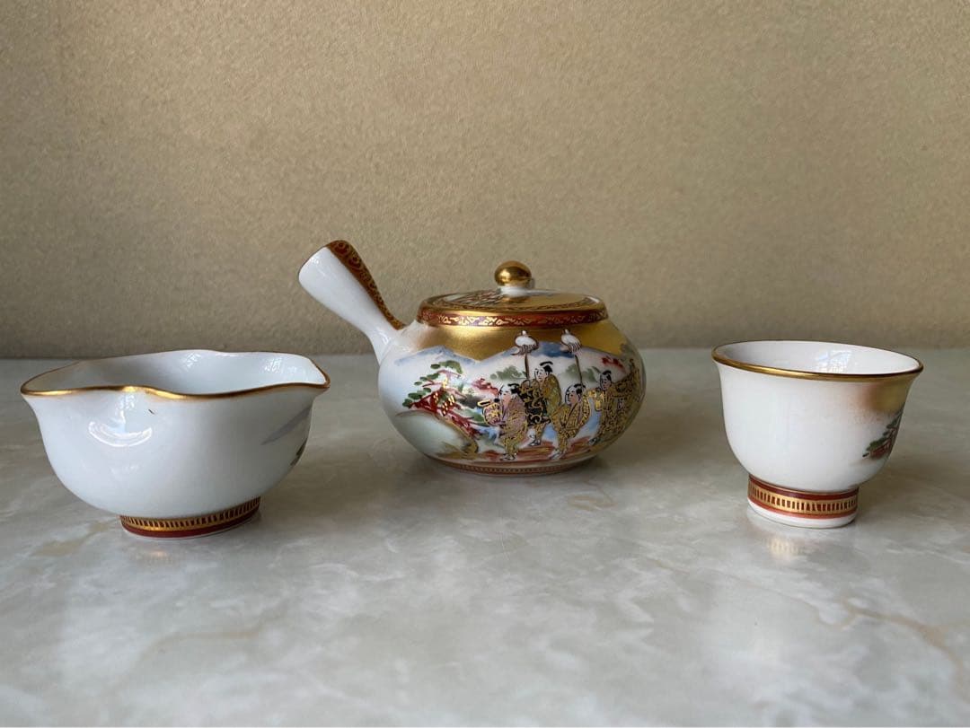 Miju様専用＊九谷嶺正 茶器揃 セット 色絵 金彩 急須 湯冷まし 茶碗