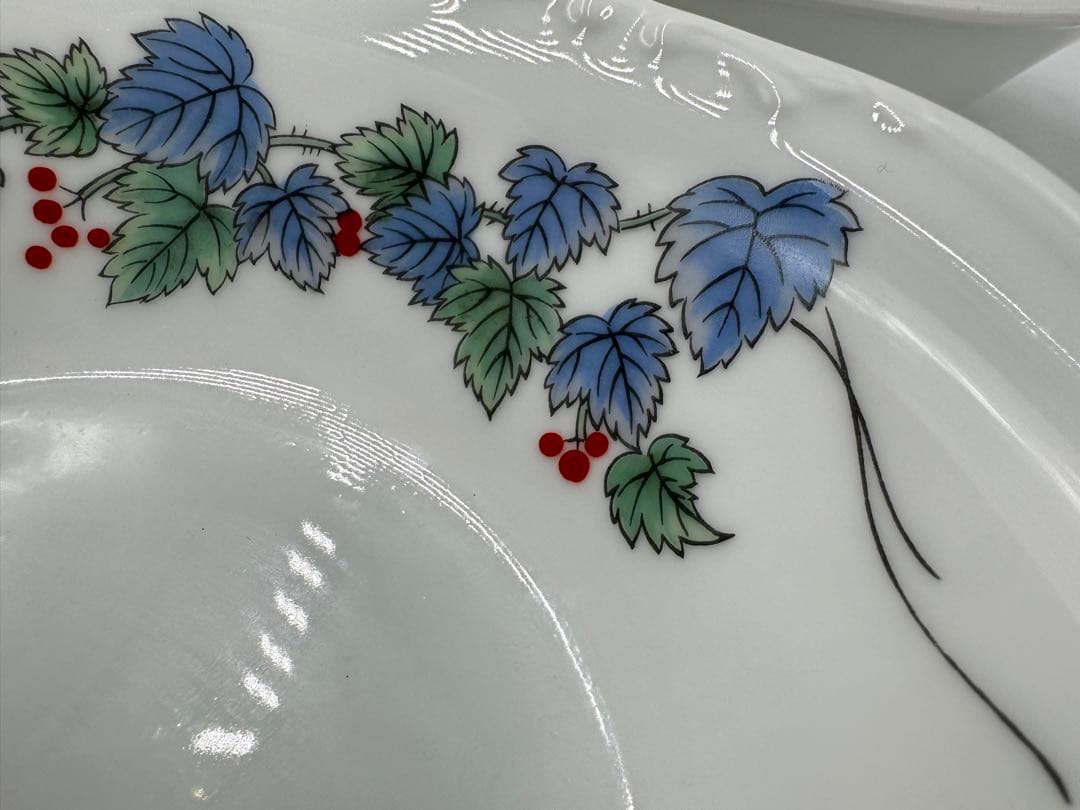 オールド深川製磁 耳付楕円 ぶどう絵皿 5枚組 - メルカリ