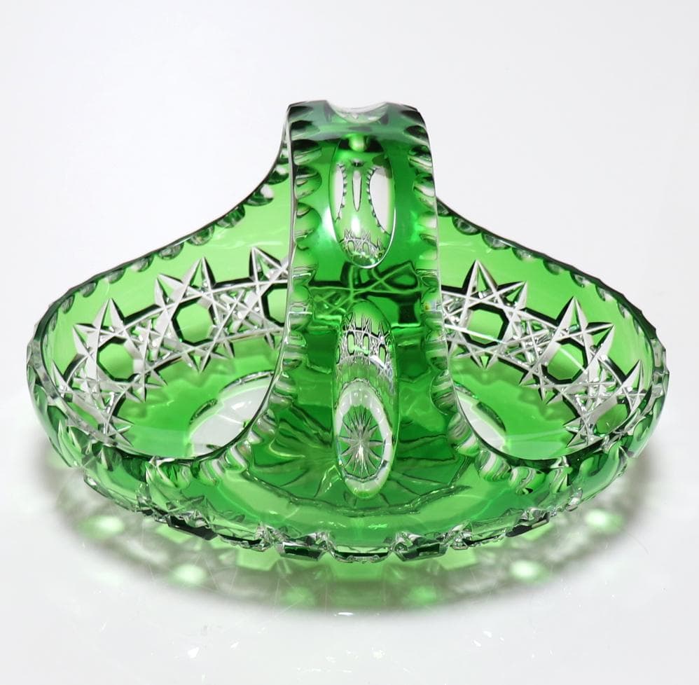 オールド・バカラ 23cm 1.1kg 特大サイズ ディアマン・ピエーリー 緑色