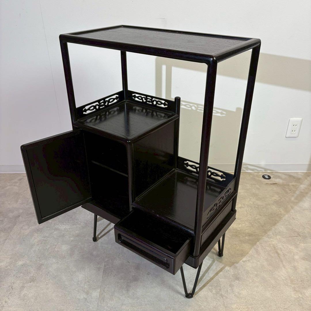 脚付茶棚 唐木 リメイク家具 和家具 時代家具 和モダン ミニ茶棚 茶箪笥