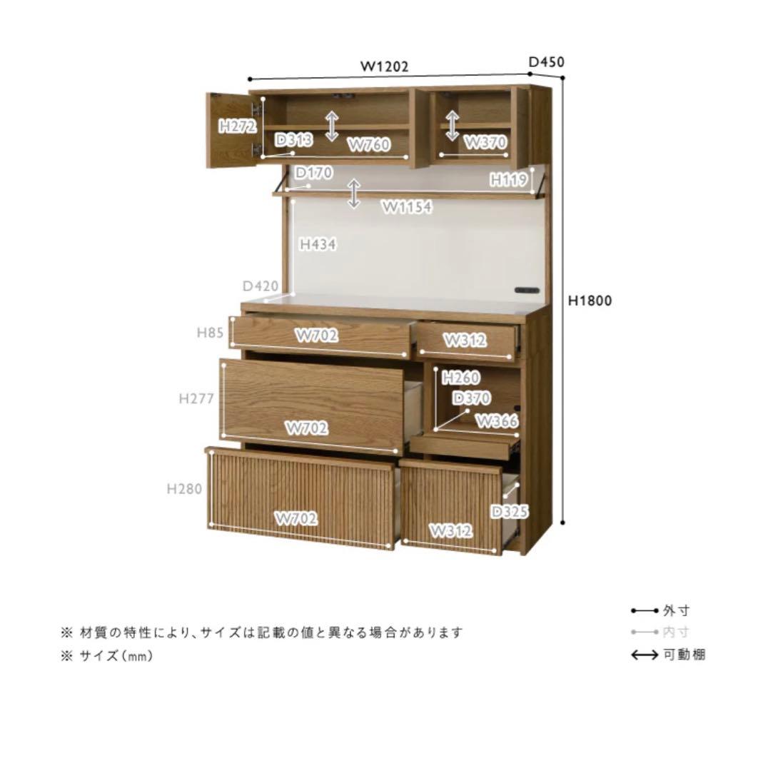 unico DIFE(ディフェ) キッチンボード W1200 - メルカリ