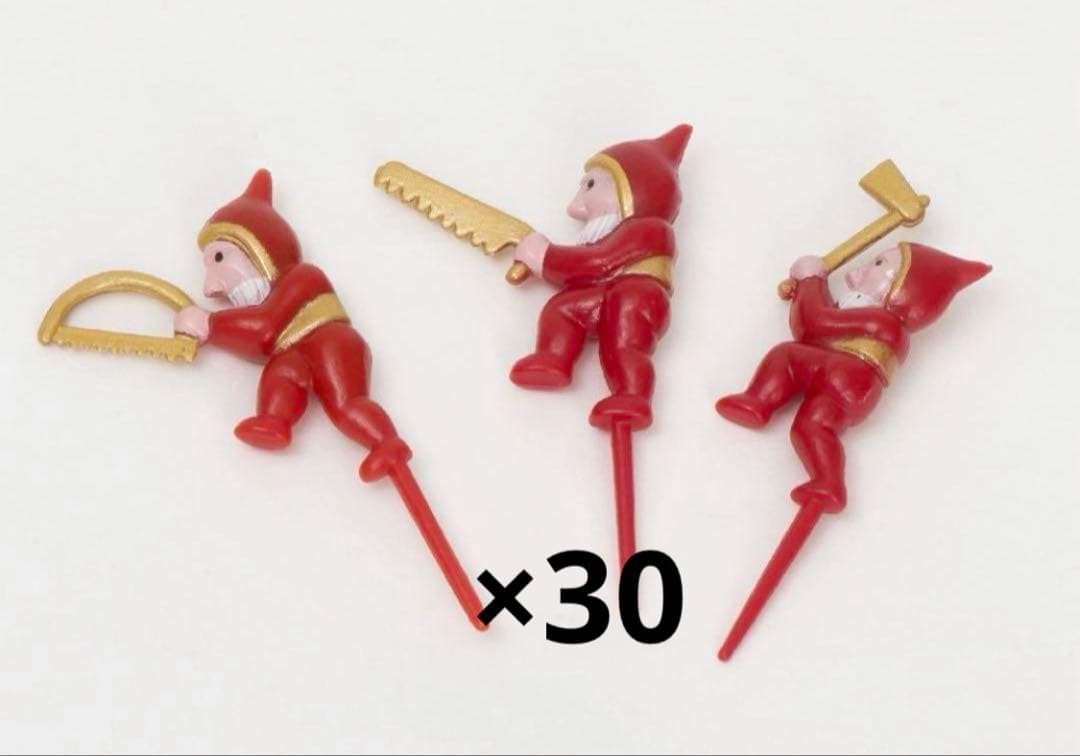 クリスマスケーキピック、30セット　森の小人、サンタ、飾り、雪の結晶、cotta クリスマスケーキピック、森の小人、サンタ、飾り、cotta、ゴールド