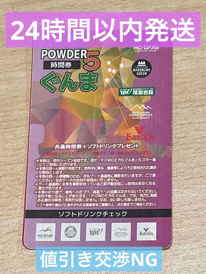 ぐんまPOWDER5 共通リフト20時間券 ⑳POWDER5ぐんま共通【ICカード】【全年齢】|ウィンタースポーツの