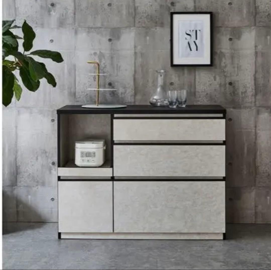 大川家具 日本製 キッチンカウンター ストーンホワイト - メルカリ