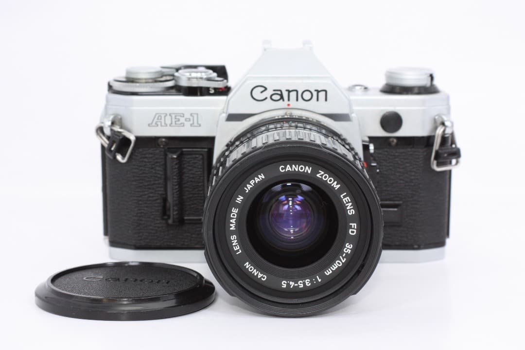 CANON AE-1(NEW FD 35-70mm レンズ付き)完動品#366 動作良好】Canon AE-1 シルバー ボディ + New FD 35-70mm F4 標準